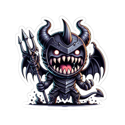 ColorFlow | Armored Demon Monster Vinyl Sticker | Trident Art Decal | Fantasy Warrior Collectible | Unique Monster Gift