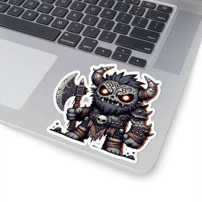 Tribal Skull Barbarian Monster Vinyl Sticker: Fantasy Art Decal