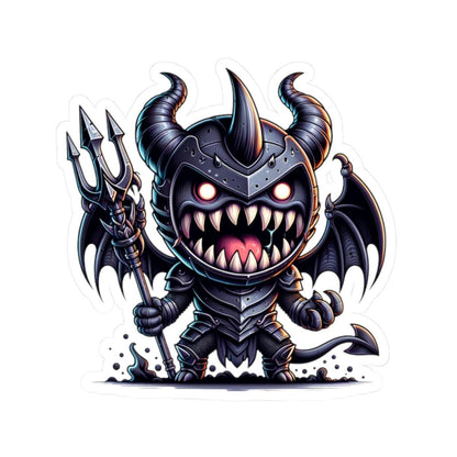ColorFlow | Armored Demon Monster Vinyl Sticker | Trident Art Decal | Fantasy Warrior Collectible | Unique Monster Gift
