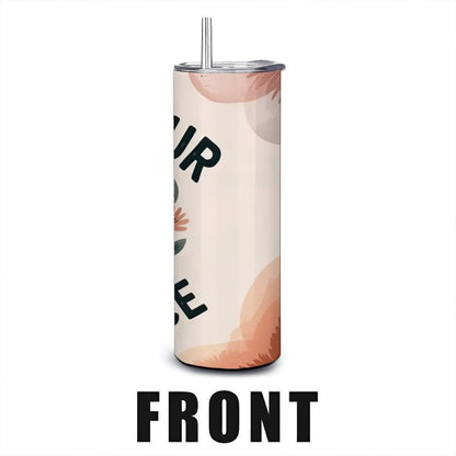 Yin Yang Floral Tumbler: 20oz Insulated Stainless Steel Motivational Cup