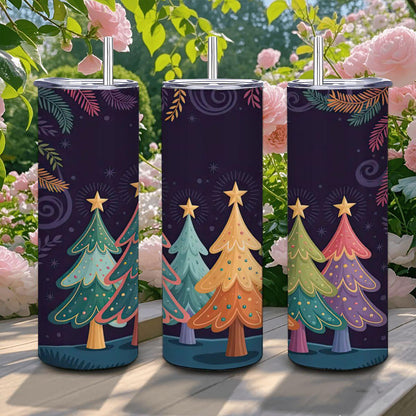 Christmas Tree Tumbler: 20oz Stainless Steel Insulated Mug with Straw