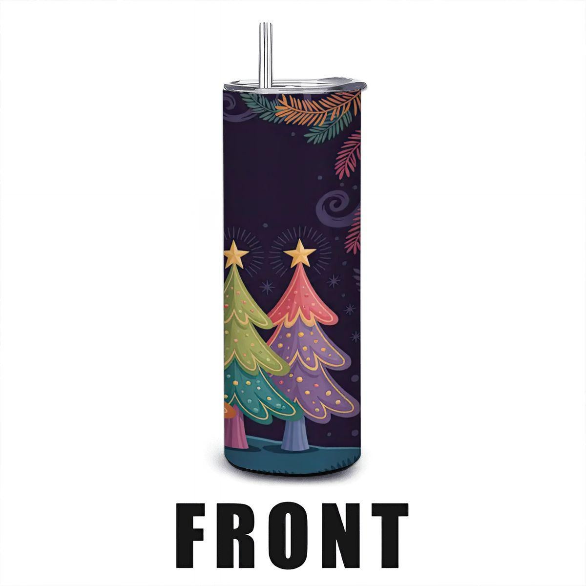 Christmas Tree Tumbler: 20oz Stainless Steel Insulated Mug with Straw