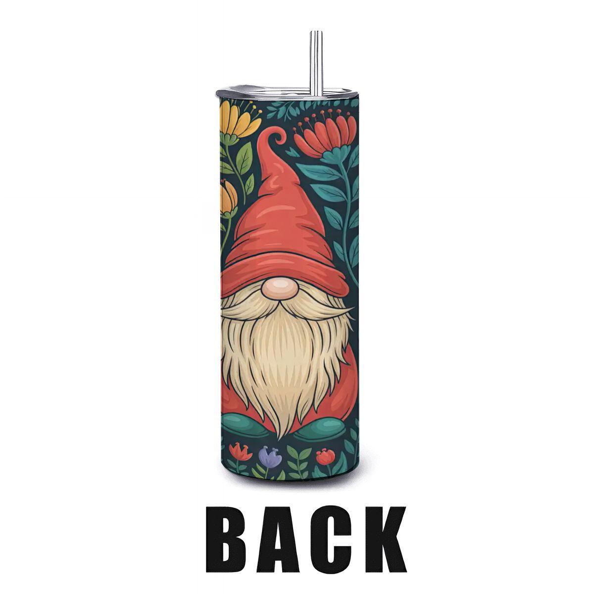 Whimsical Gnome Tumbler: Floral Garden 20oz Insulated Stainless Steel Mug