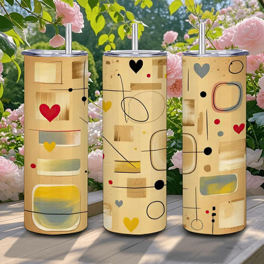 Abstract Geometric Heart Tumbler: 20oz Insulated Stainless Steel Mug