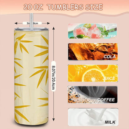 Bamboo Forest Tumbler: 20oz Insulated Stainless Steel Mug with Straw
