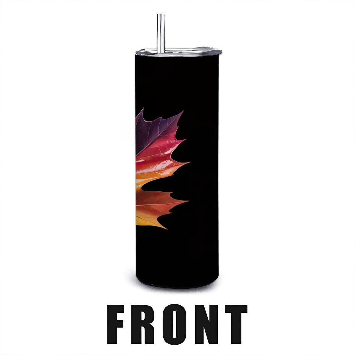 Rainbow Maple Leaf Tumbler: 20oz Stainless Steel Insulated Mug with Straw