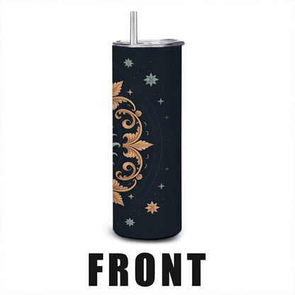 Celestial Sun Moon Tumbler: 20oz Insulated Stainless Steel Mug with Straw