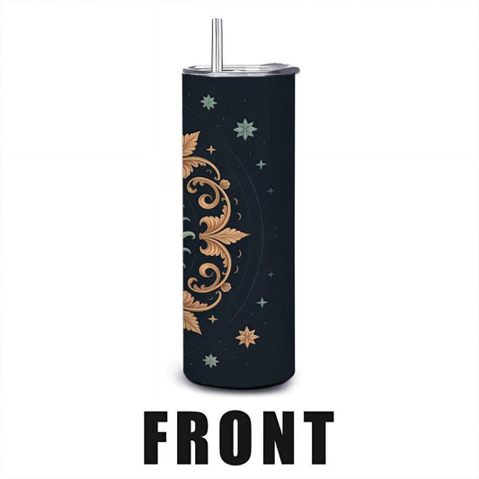 Celestial Sun Moon Tumbler: 20oz Insulated Stainless Steel Mug with Straw