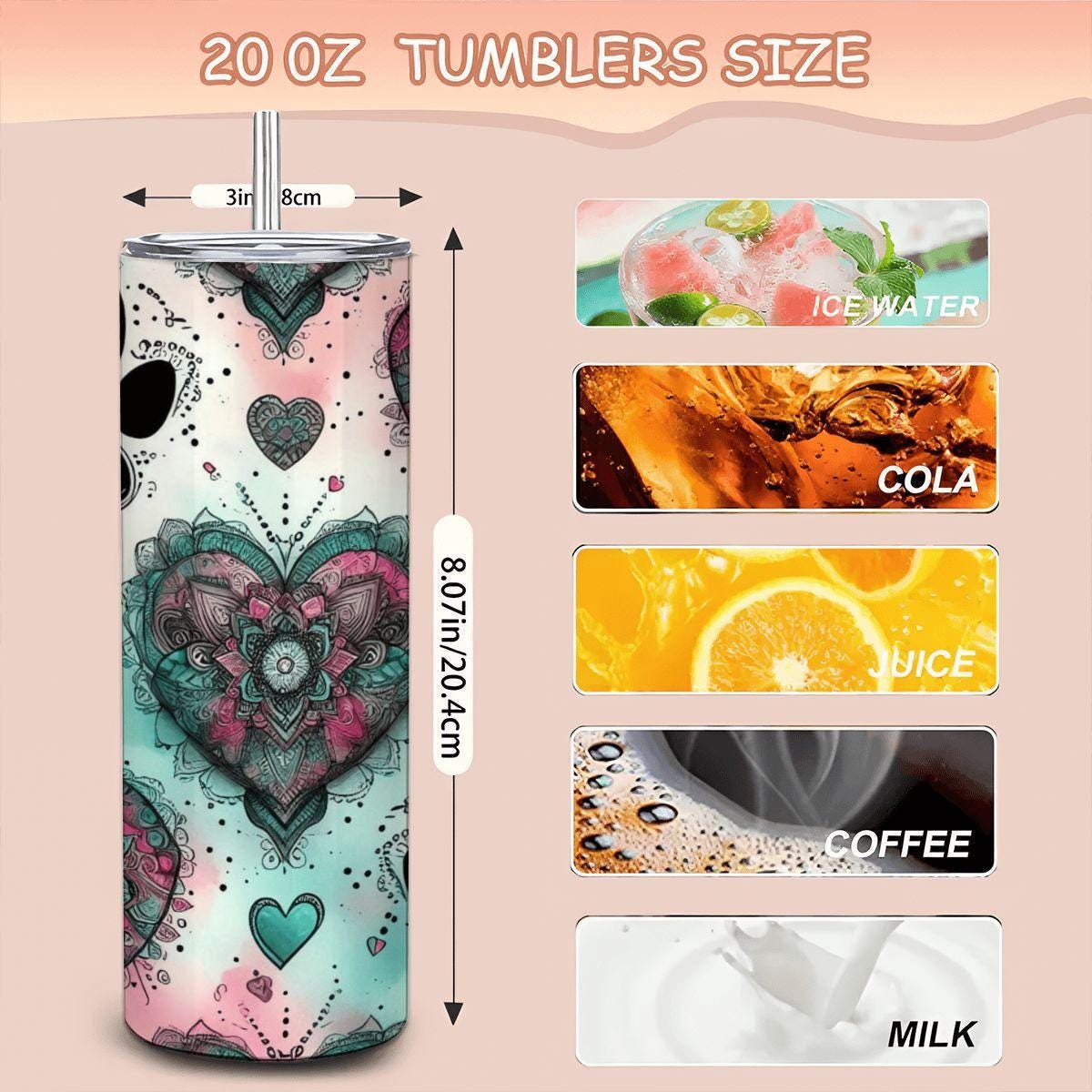 Mandala Paw Heart Tumbler: Insulated Stainless Steel Pet Lover Mug