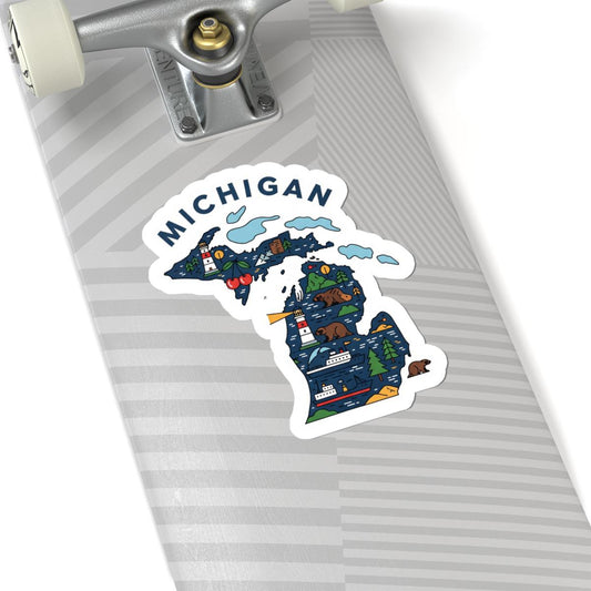 ColorFlow | Michigan Vinyl Sticker | Great Lakes State Decal | Waterproof Durable | Made in USA | Lighthouse Art | Laptop Water Bottle