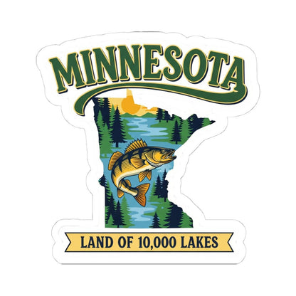 ColorFlow | Minnesota Vinyl Sticker | Land of 10000 Lakes Decal | Waterproof Durable | Made in USA | Fishing Art | Laptop Water Bottle