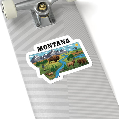 ColorFlow | Montana Vinyl Sticker | Big Sky Country Decal | Waterproof Durable | Made in USA | Bison Art | Laptop Water Bottle