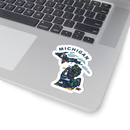 ColorFlow | Michigan Vinyl Sticker | Great Lakes State Decal | Waterproof Durable | Made in USA | Lighthouse Art | Laptop Water Bottle