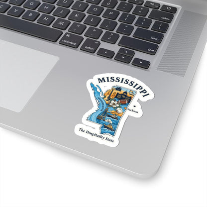 Mississippi Vinyl Sticker: Waterproof State Art Decal - River, Magnolia & Music