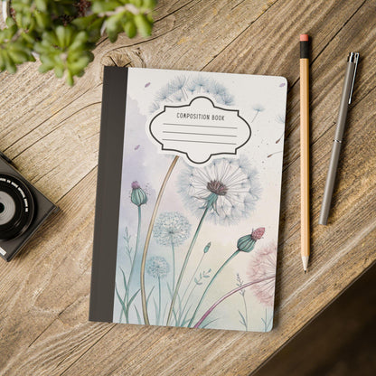 ColorFlow | Soft Bloom Dandelion Composition Notebook College Ruled Journal for Writing Students and Professionals