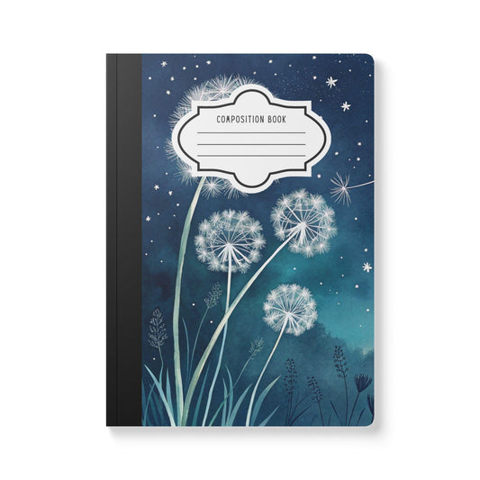 ColorFlow | Midnight Dandelion Composition Notebook College Ruled Journal for Students Professionals and Writers