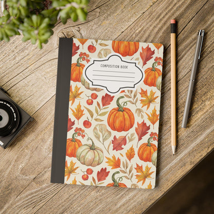 ColorFlow | Rustic Pumpkin Composition Notebook College Ruled Journal for Autumn School Office Writing