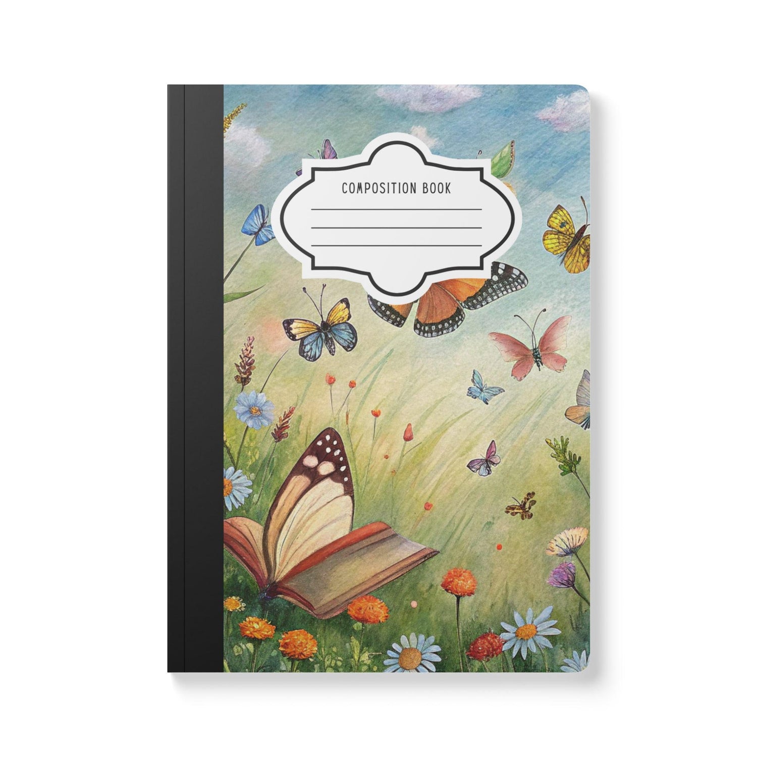 ColorFlow | Blooming Garden Butterfly Composition Notebook Aesthetic Floral Journal for School Office or Gift Writing