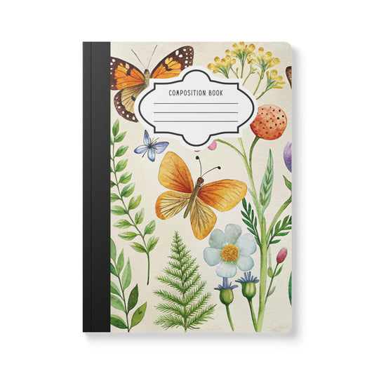 ColorFlow | Golden Garden Butterfly Composition Notebook Floral Aesthetic Journal for Students Writers Office