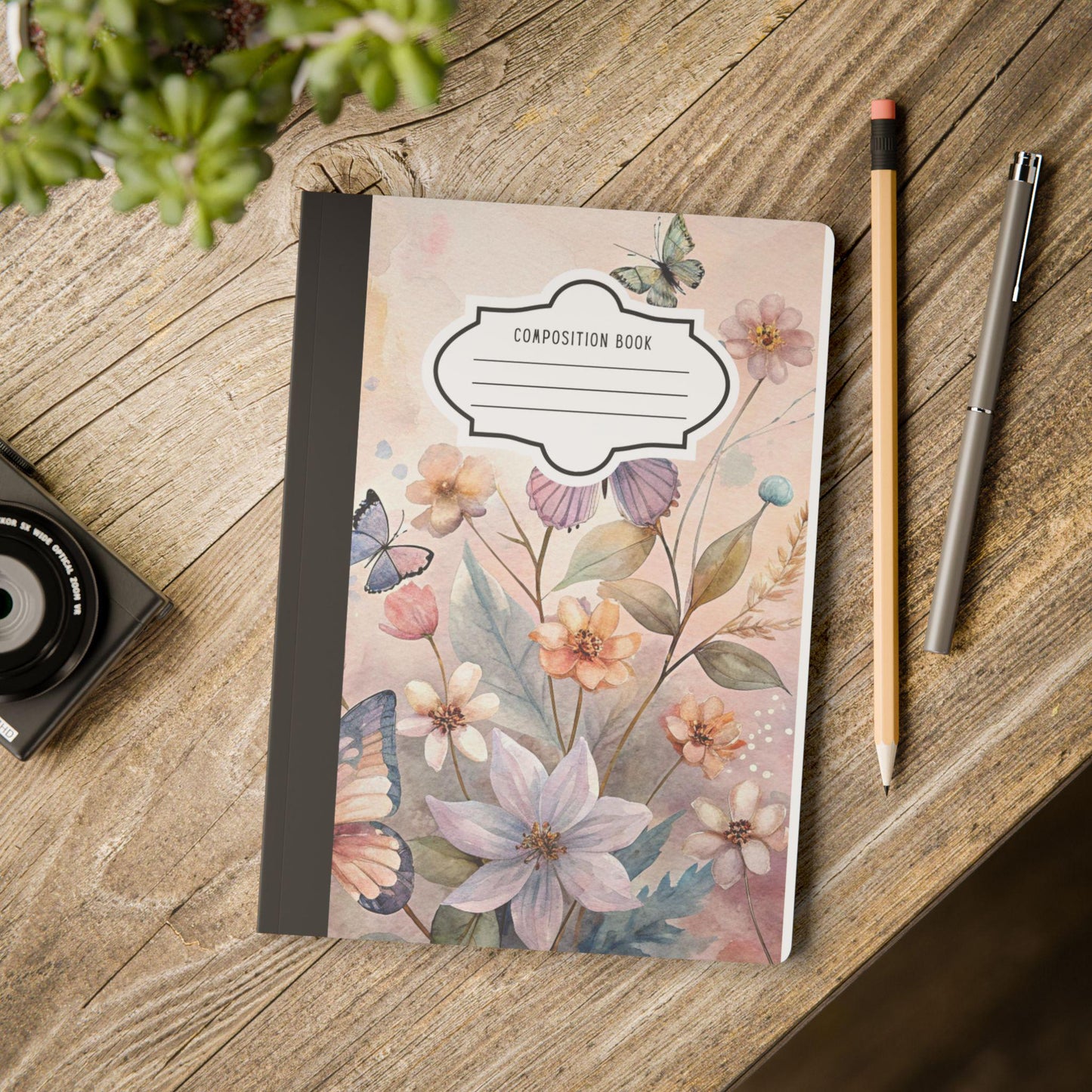 ColorFlow | Pastel Blossom Butterfly Composition Notebook Aesthetic Floral Journal for School Writing and Gifts