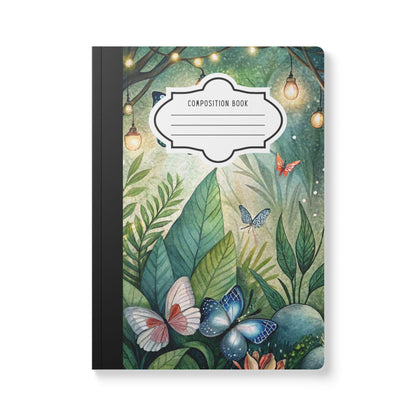 ColorFlow | Butterfly Forest Journal College Ruled Writing Notebook with Magical Lanterns and Botanical Artwork