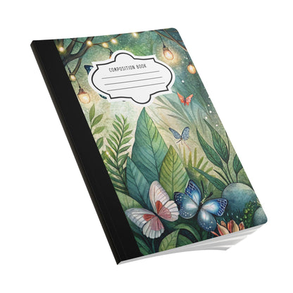 ColorFlow | Butterfly Forest Journal College Ruled Writing Notebook with Magical Lanterns and Botanical Artwork