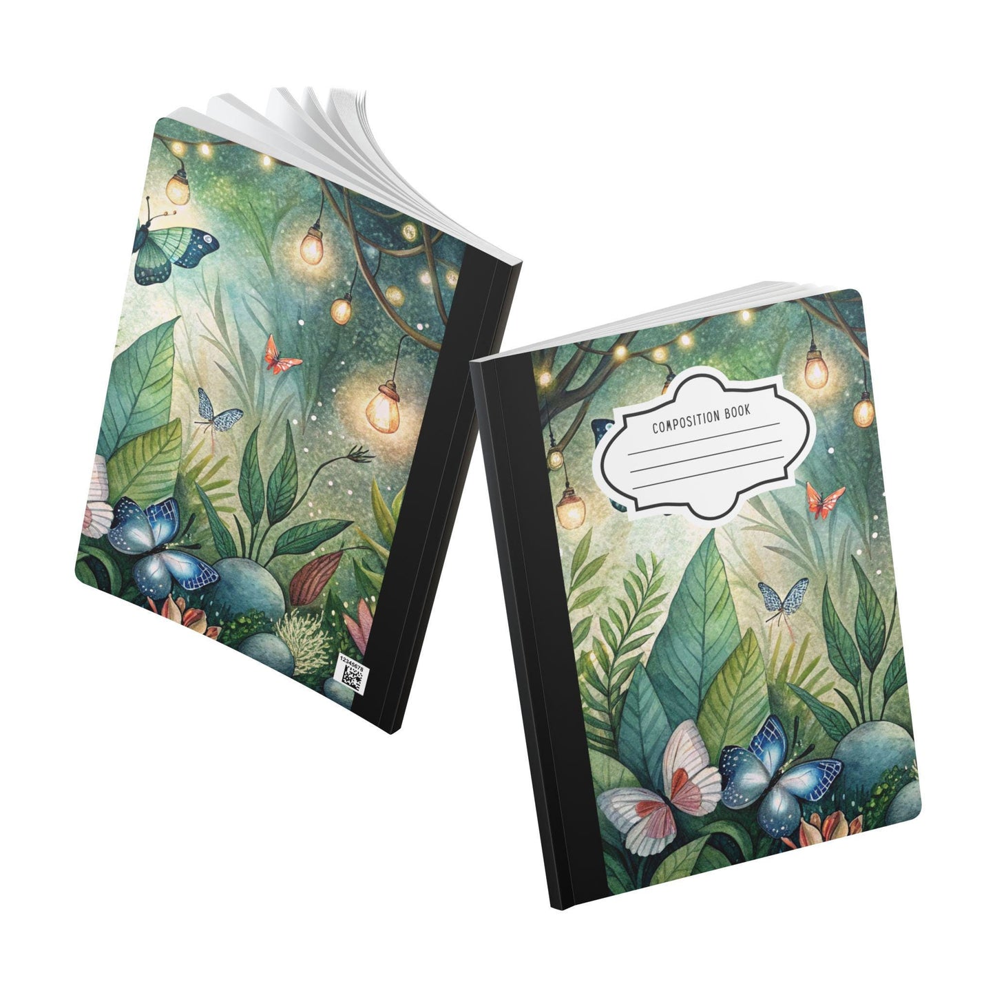 ColorFlow | Butterfly Forest Journal College Ruled Writing Notebook with Magical Lanterns and Botanical Artwork