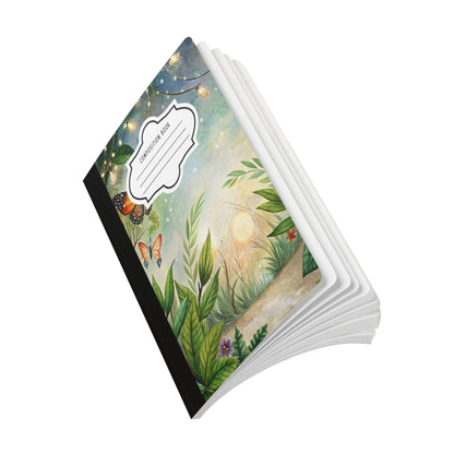 Butterfly Garden Notebook: Floral Artwork, College Ruled