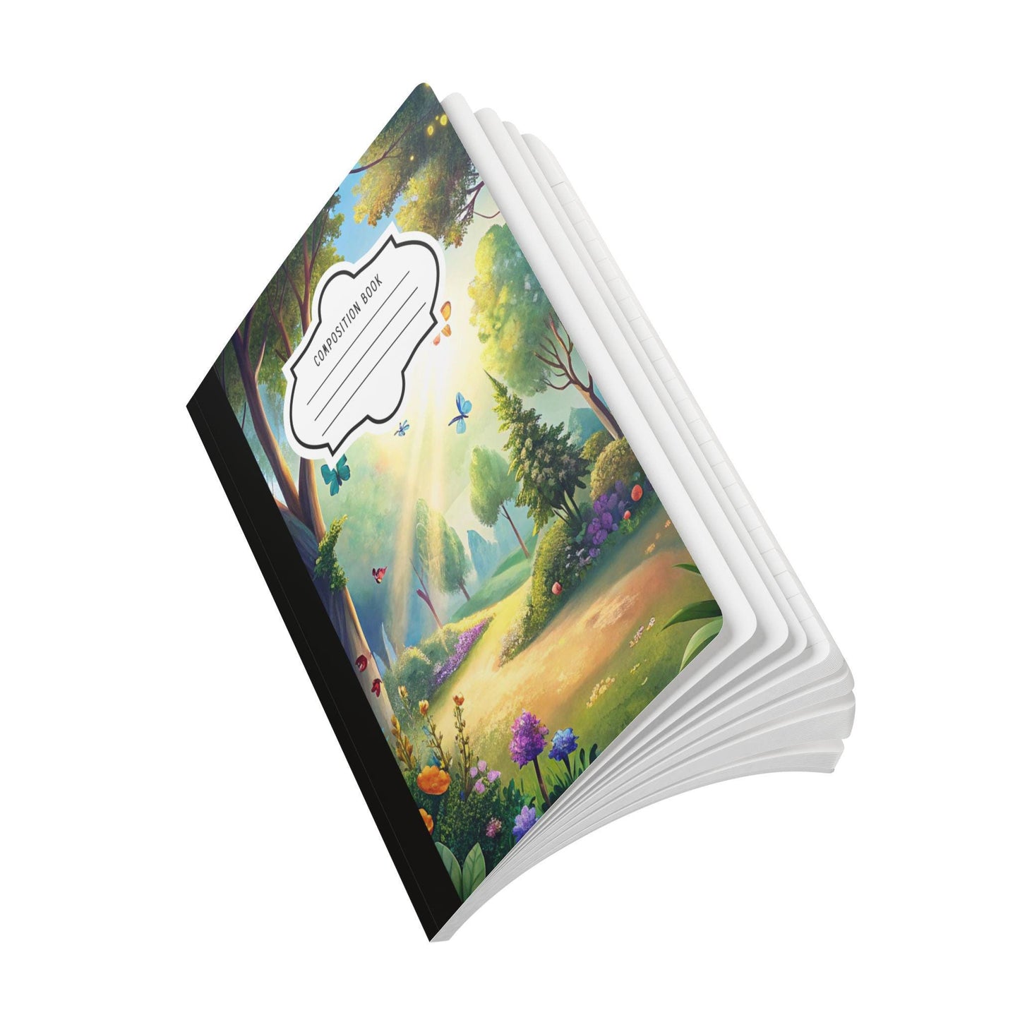 ColorFlow | Sunlit Butterfly Meadow Composition Notebook Journal with Floral Design College Ruled Writing Book