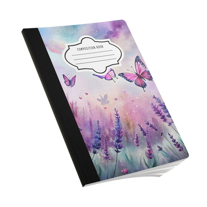 Lavender Butterfly Notebook: Pastel Sky Floral Journal, College Ruled