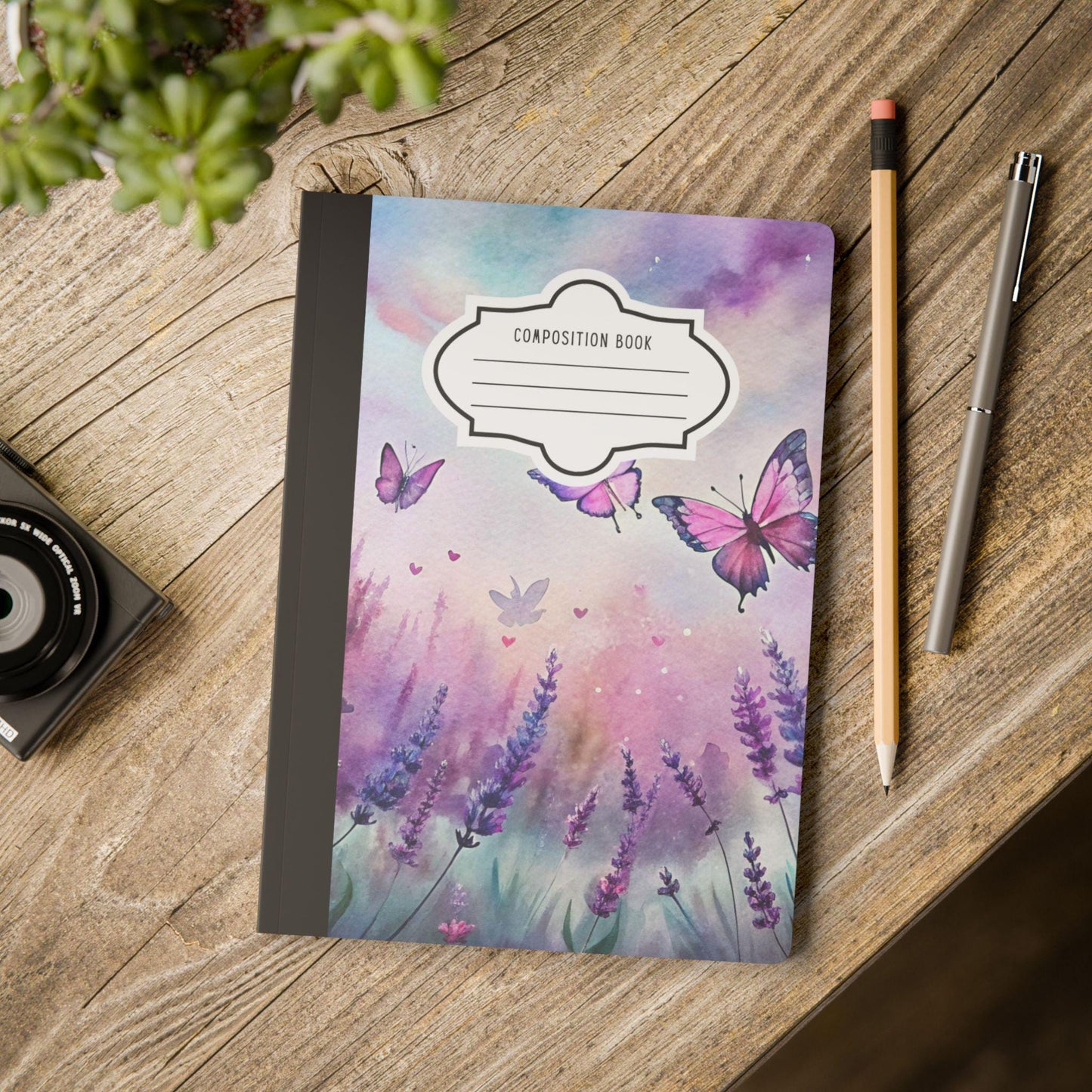 Lavender Butterfly Notebook: Pastel Sky Floral Journal, College Ruled