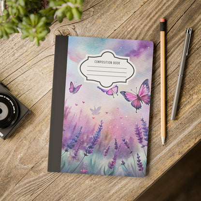 Lavender Butterfly Notebook: Pastel Sky Floral Journal, College Ruled