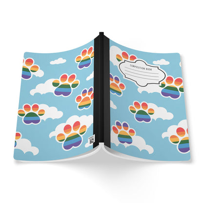 ColorFlow | Rainbow Paw Print Clouds Composition Notebook Cute Animal Lover Journal for School Work or Gifts