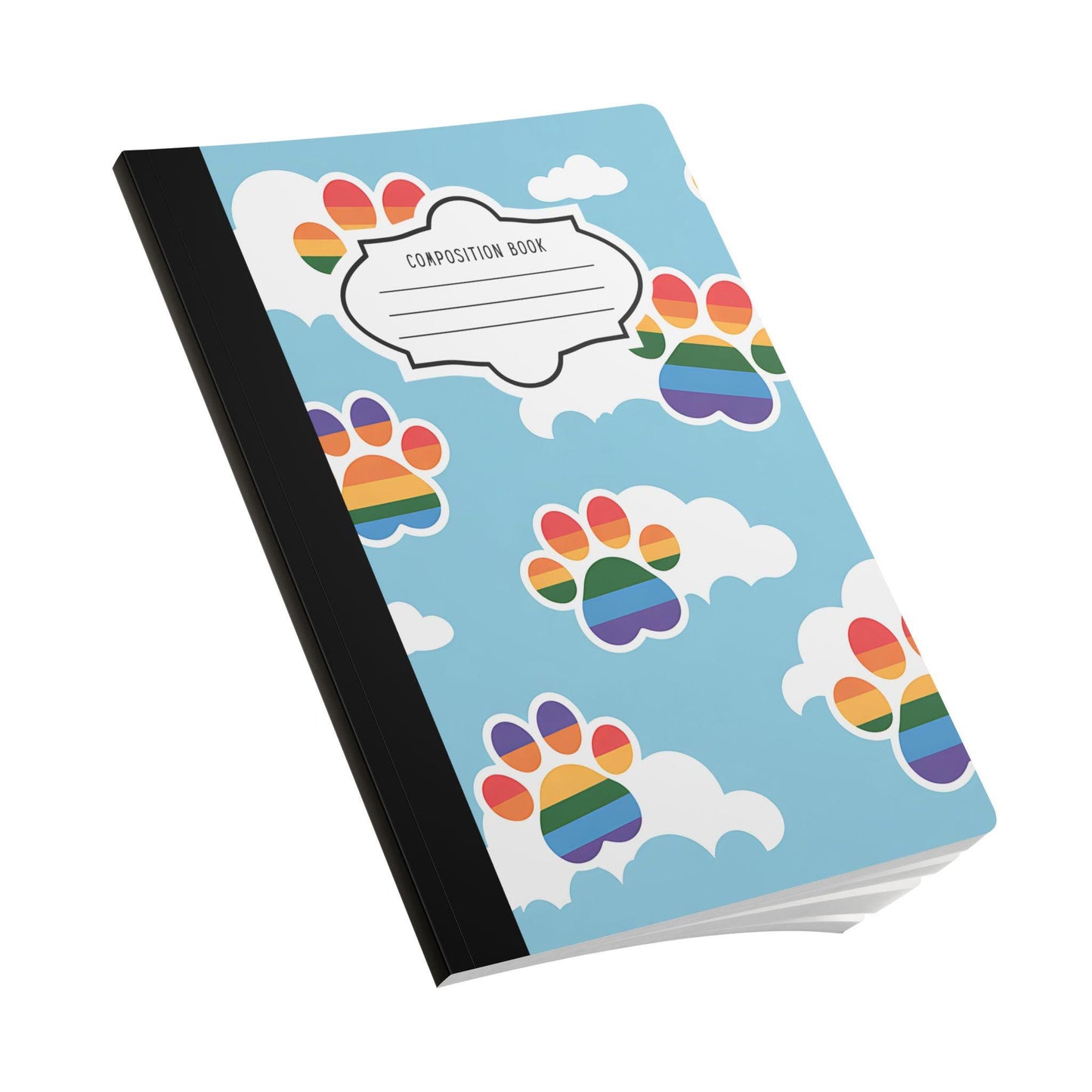 ColorFlow | Rainbow Paw Print Clouds Composition Notebook Cute Animal Lover Journal for School Work or Gifts
