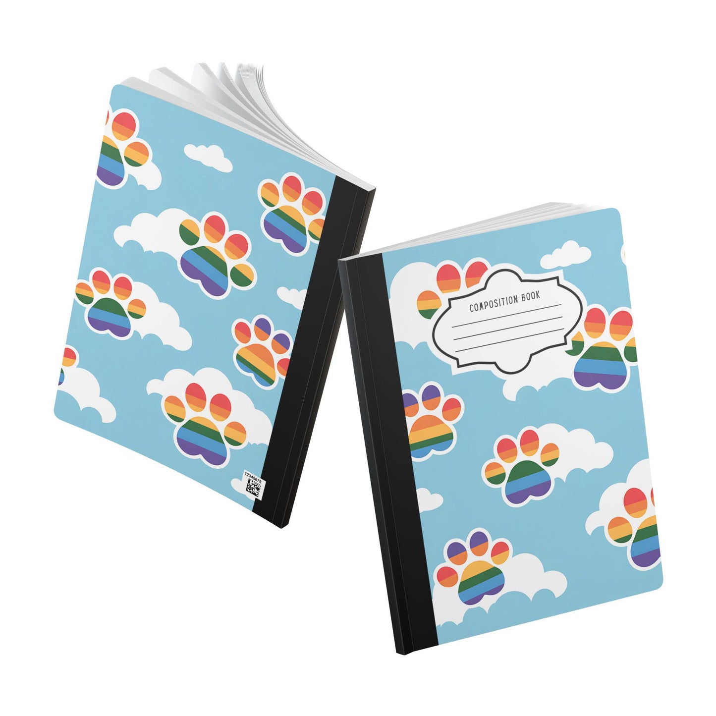 ColorFlow | Rainbow Paw Print Clouds Composition Notebook Cute Animal Lover Journal for School Work or Gifts