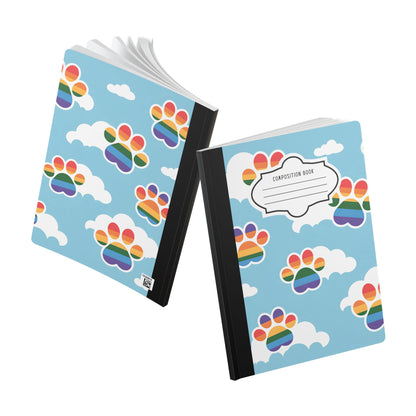 ColorFlow | Rainbow Paw Print Clouds Composition Notebook Cute Animal Lover Journal for School Work or Gifts