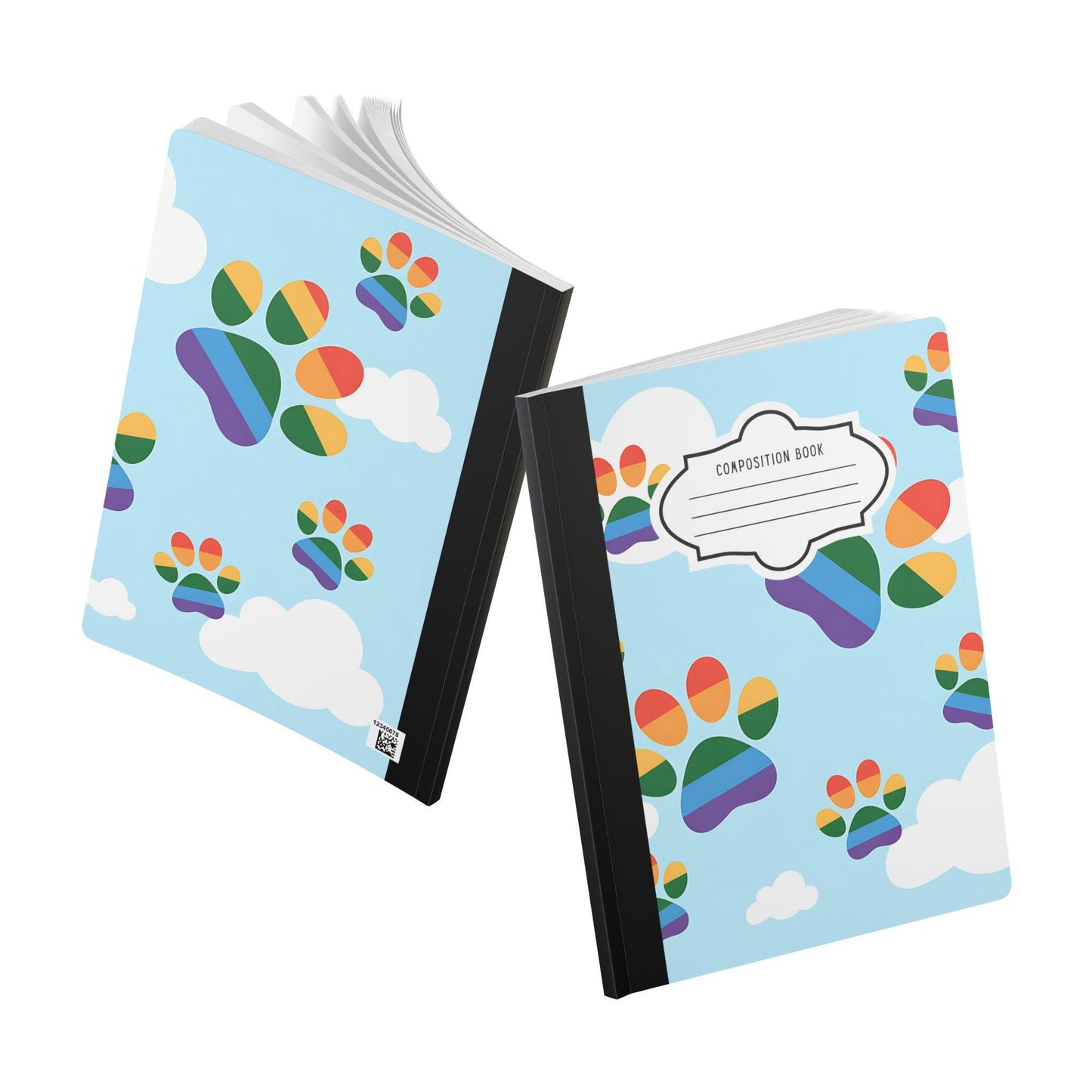 Rainbow Paw Print Notebook: Cloud Art Journal for Animal Lovers