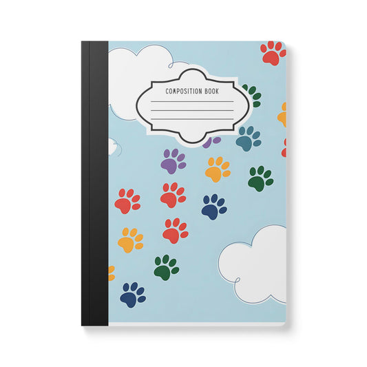 Rainbow Paw Print Composition Notebook: College Ruled or Mini