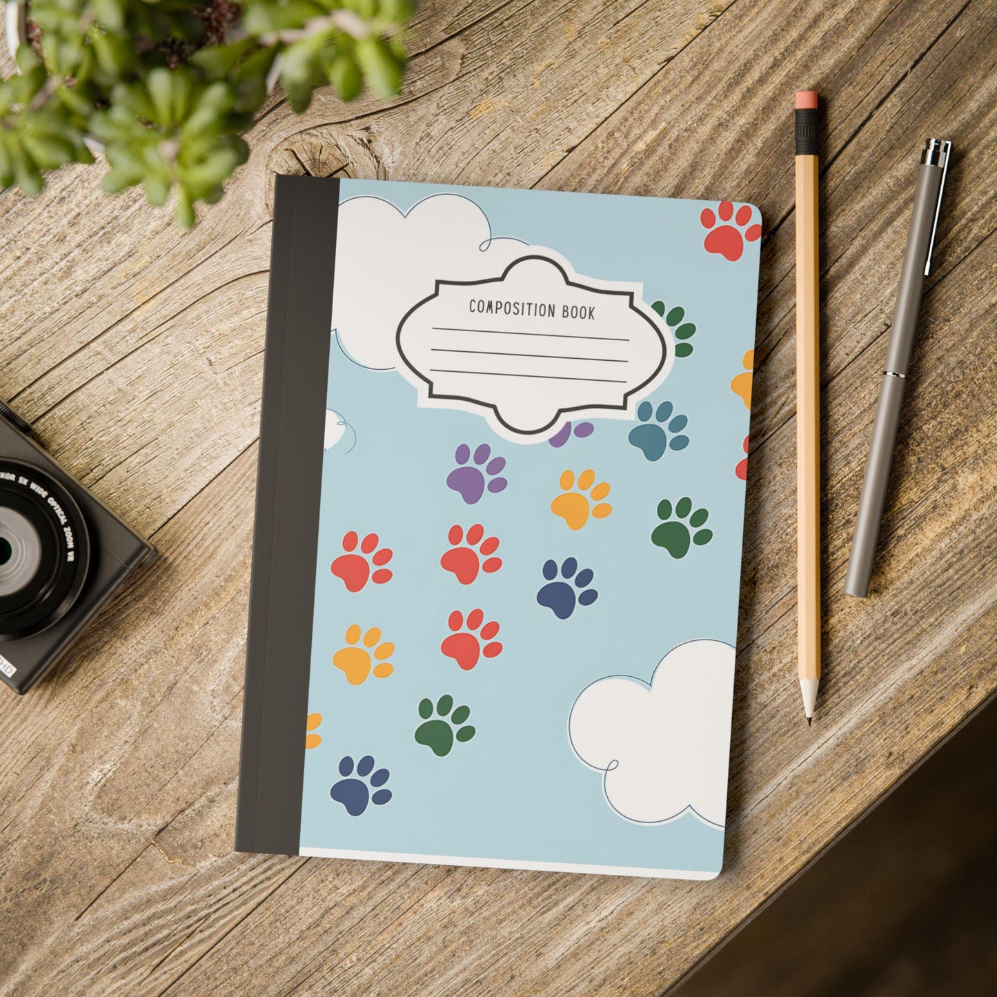 Rainbow Paw Print Composition Notebook: College Ruled or Mini