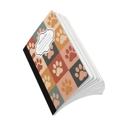 Retro Checker Paw Print Composition Notebook: College Ruled Journal