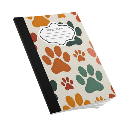 Multicolor Paw Print Composition Notebook: College Ruled Journal