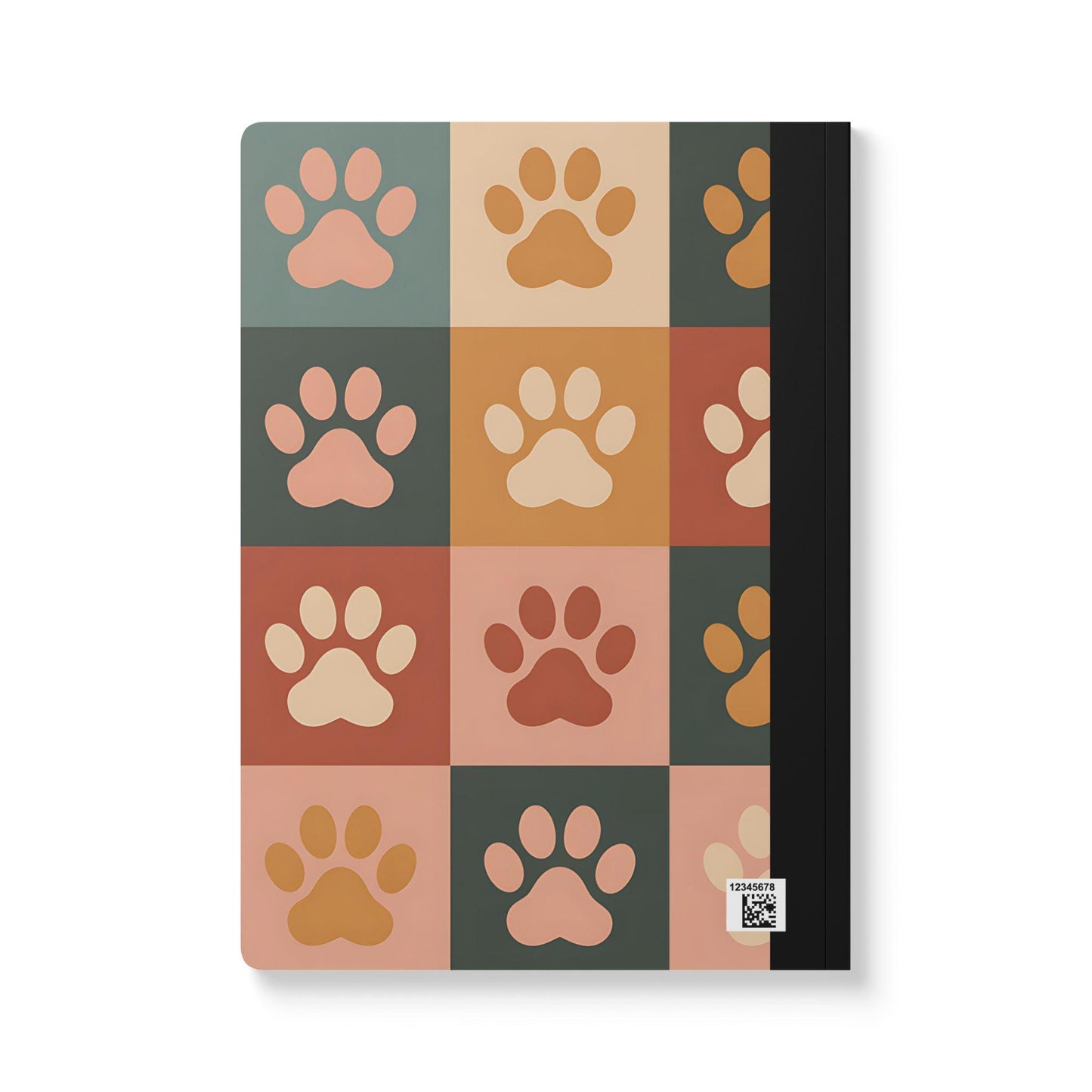 Retro Checker Paw Print Composition Notebook: College Ruled Journal