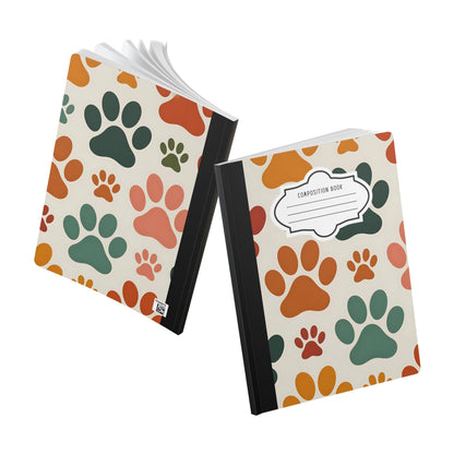 Multicolor Paw Print Composition Notebook: College Ruled Journal