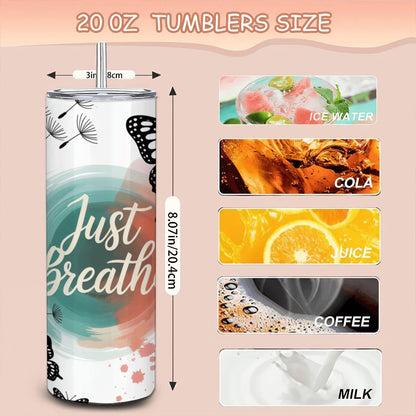 Watercolor Butterfly Tumbler: Stainless Steel 20oz Floral Cup, Inspirational Gift
