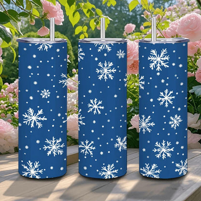 Blue Snowflake Stainless Steel Tumbler - 20oz Insulated Winter Mug