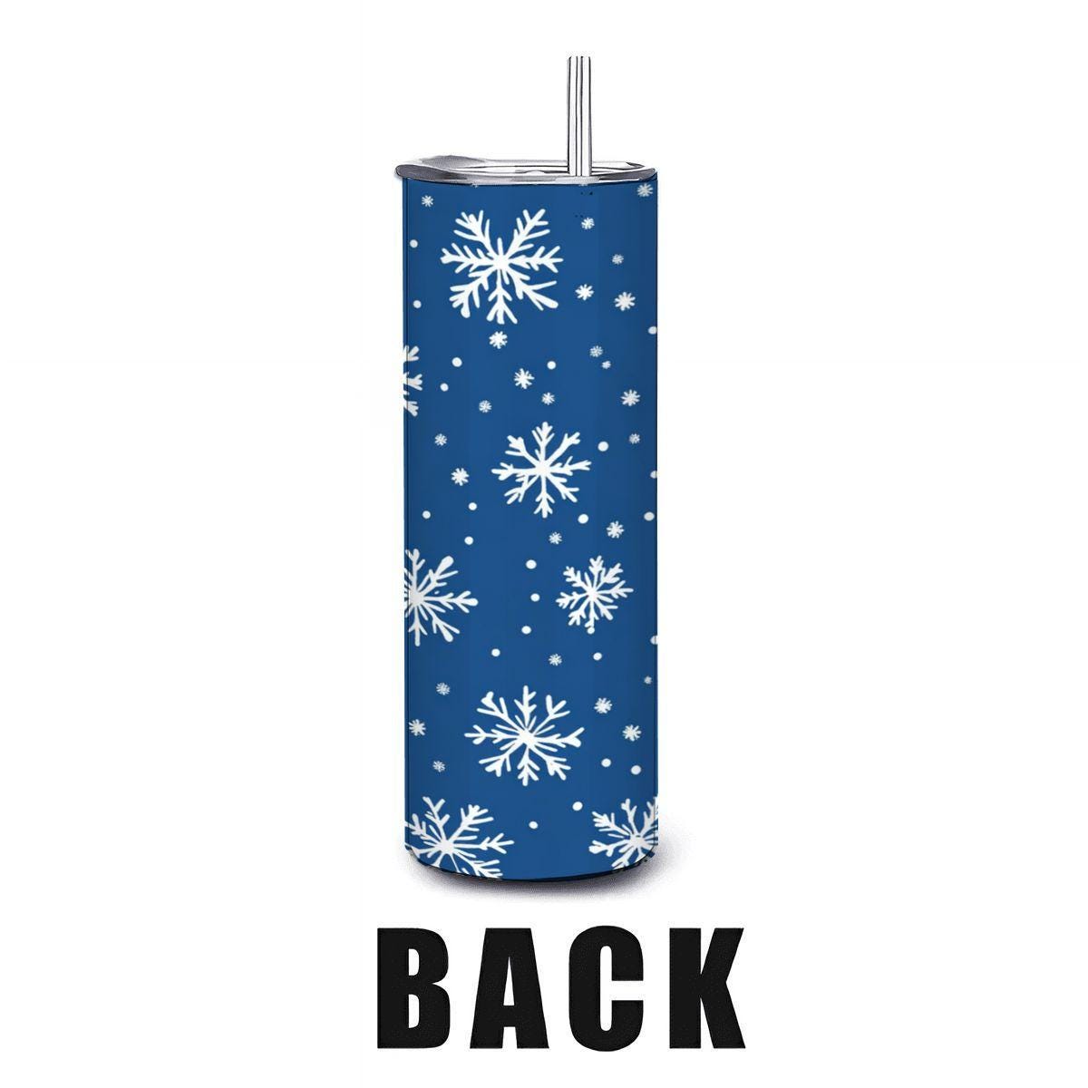 Blue Snowflake Stainless Steel Tumbler - 20oz Insulated Winter Mug