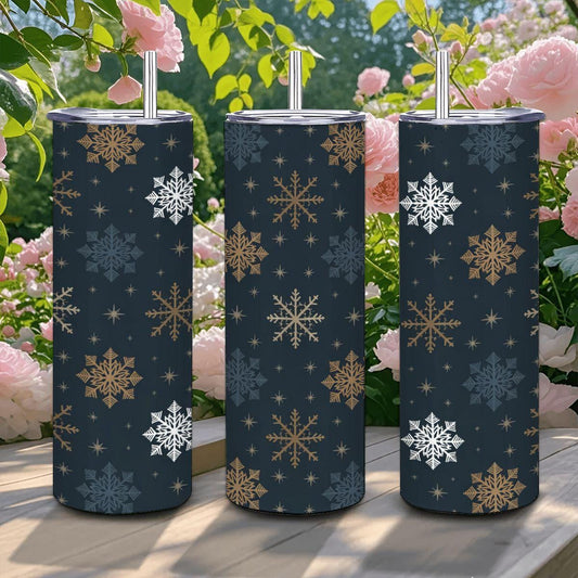 Midnight Snowfall Tumbler: 20oz Insulated Stainless Steel Winter Cup