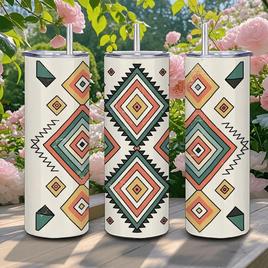 Tribal Geometric Tumbler: Southwestern Stainless Steel Insulated Cup