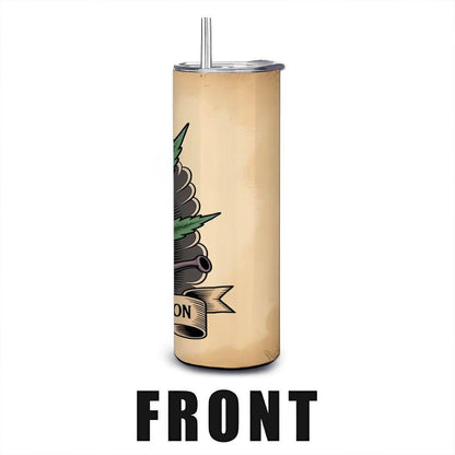 Green Leaf Tumbler: Stainless Steel Vintage Botanical Art 20oz