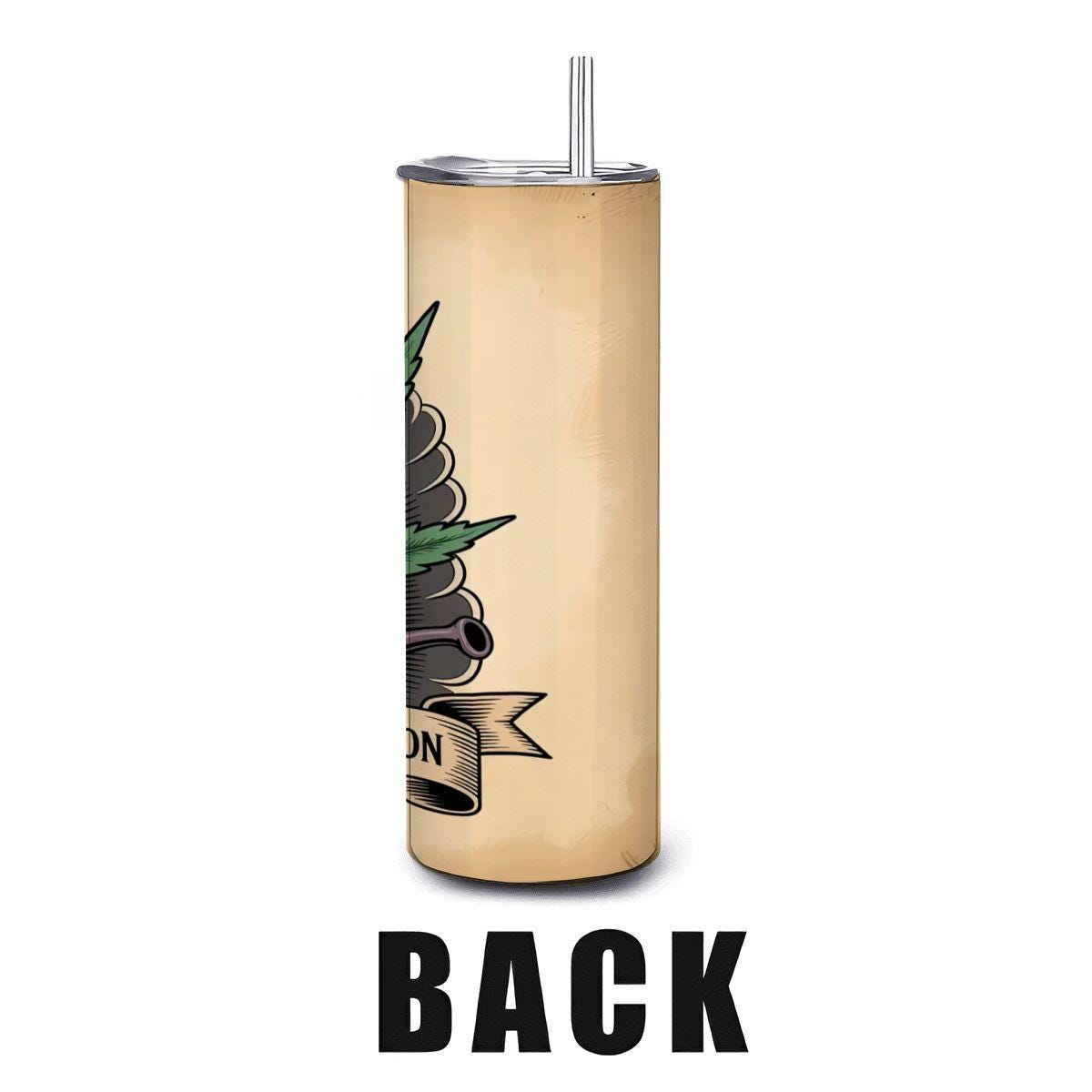 Green Leaf Tumbler: Stainless Steel Vintage Botanical Art 20oz